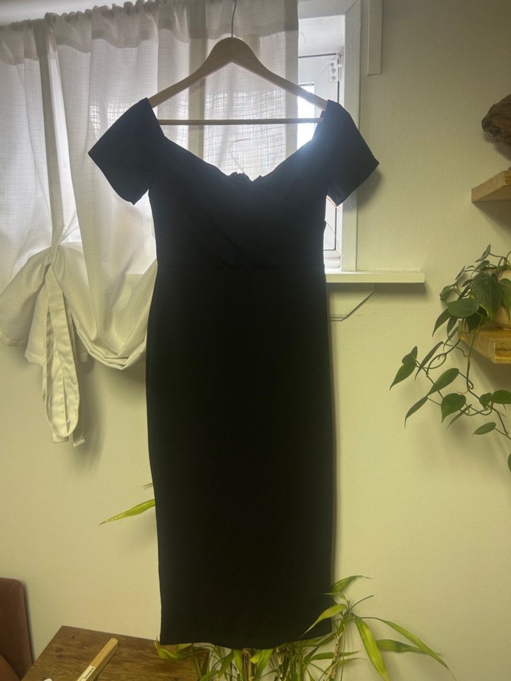 Topshop Black One-Shoulder Midi Dress